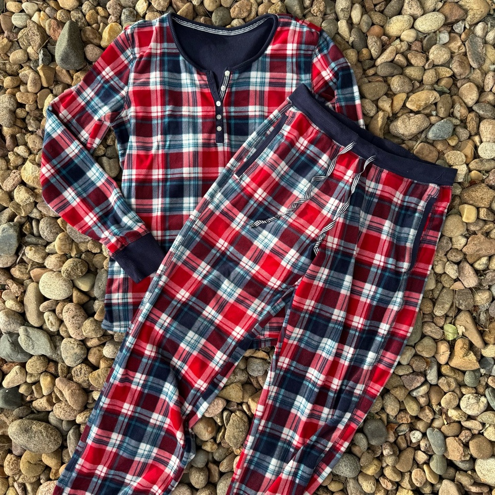 Nautica Women’s Plaid Pajama Set - Red and Navy